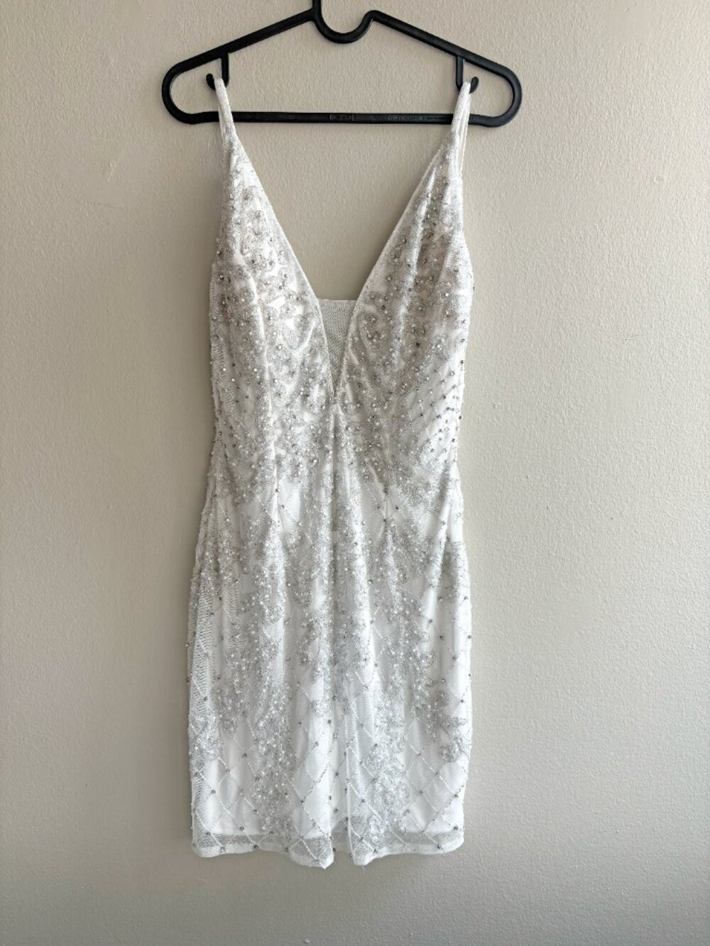 White Beaded Cocktail Dress | Primavera Couture #3520 | Size 4